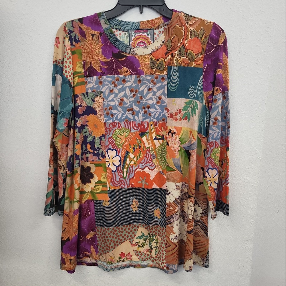 Johnny Was Grace Favorite Crew Neck Swing Tee, Multicolor, Size Medium